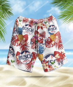 busch light apple beer summer tropical all over print hawaiian shorts 1