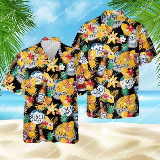 busch light beer pineapple summer all over print hawaiian shirt 1