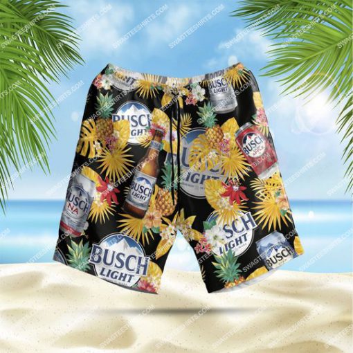 busch light beer pineapple summer all over print hawaiian shorts 1