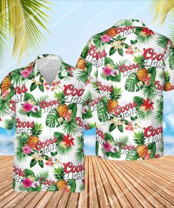 coors light beer flower tropical all over print hawaiian shirt 1