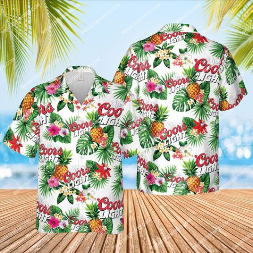 coors light beer flower tropical all over print hawaiian shirt 1