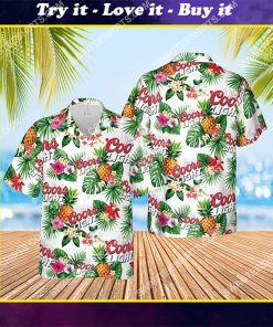 coors light beer flower tropical all over print hawaiian shirt