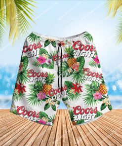 coors light beer flower tropical all over print hawaiian shorts 1 - Copy