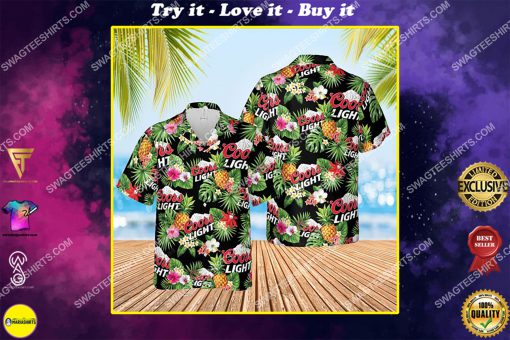 coors light beer summer tropical all over print hawaiian shirt