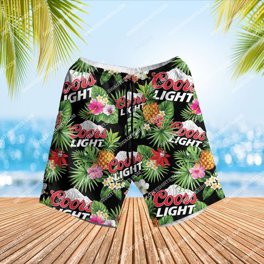 coors light beer summer tropical all over print hawaiian shorts 1