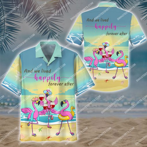 flamingo and we lived happily forever after all over print hawaiian shirt 3(1)