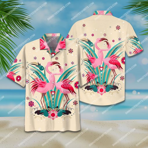 flamingo couple pattern all over print hawaiian shirt 2(1)