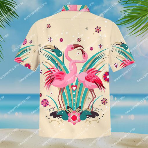 [High quality] flamingo couple pattern all over print hawaiian shirt