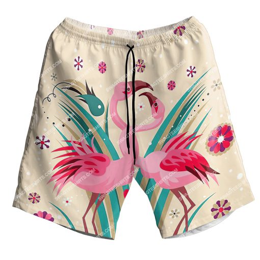 flamingo couple pattern all over print shorts 1