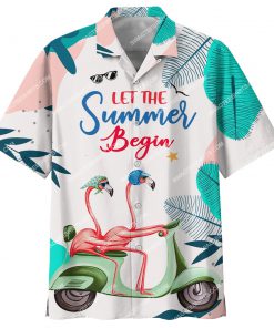 flamingo let the summer begin all over print hawaiian shirt 3(1)