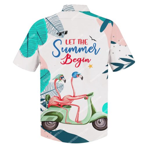 flamingo let the summer begin all over print hawaiian shirt 4(1)