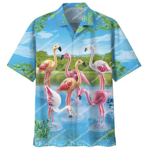 flamingo tropical summer vibe all over print hawaiian shirt 1