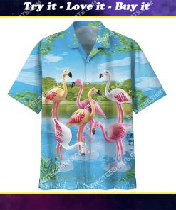 flamingo tropical summer vibe all over print hawaiian shirt