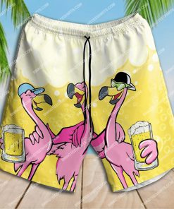 flamingo you'll never drink alone beer party all over print shorts 1