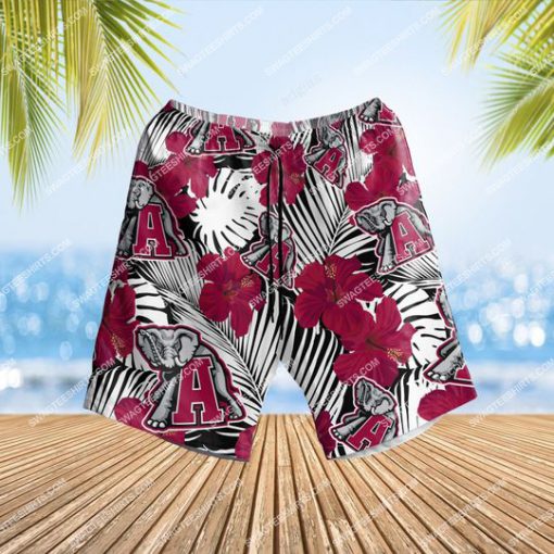 floral alabama crimson tide football all over print hawaiian shorts 1