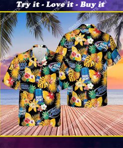 floral tropical bud light beer all over print hawaiian shirt