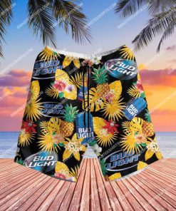 floral tropical bud light beer all over print hawaiian shorts 1