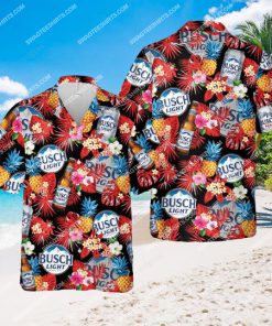 floral tropical busch light beer all over print hawaiian shirt 1