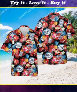 floral tropical busch light beer all over print hawaiian shirt