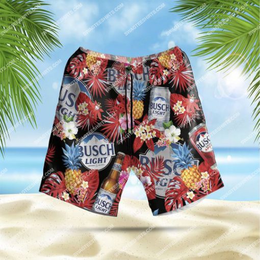 floral tropical busch light beer all over print hawaiian shorts 1 - Copy