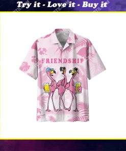 friendship flamingos beer party all over print hawaiian shirt