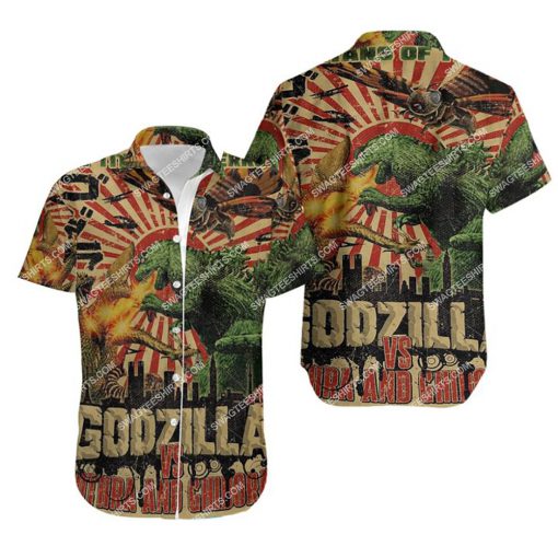 godzilla vs mothra and ghidorah movie all over print hawaiian shirt 1 - Copy