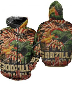 godzilla vs mothra and ghidorah movie all over print zip hoodie 1