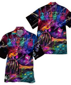 guitar cats colorful all over print hawaiian shirt 1
