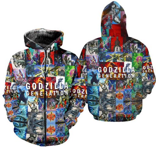 king of monsters godzilla generation all over print zip hoodie 1