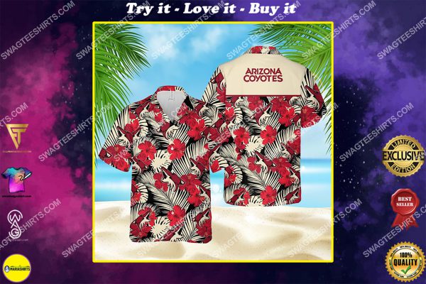 nhl arizona coyotes hockey all over print hawaiian shirt