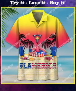 summer flamerica flamingo all over print hawaiian shirt
