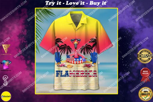 summer flamerica flamingo all over print hawaiian shirt