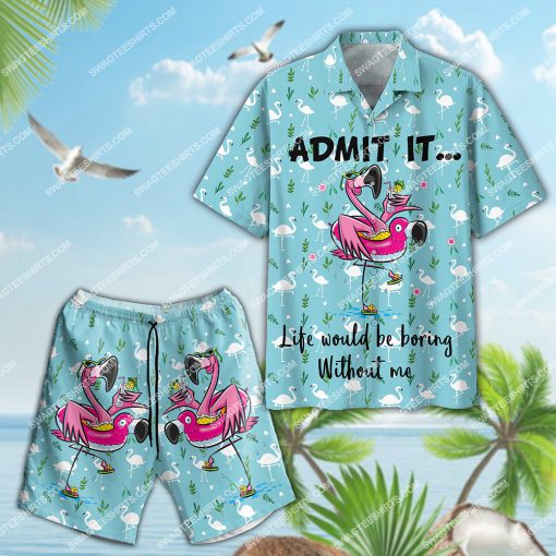 summer flamingo admit it life would be boring without me all over print hawaiian shirt 2(1)