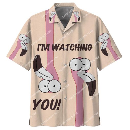 summer flamingo i'm watching you all over print hawaiian shirt 2(1)