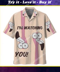 summer flamingo i'm watching you all over print hawaiian shirt