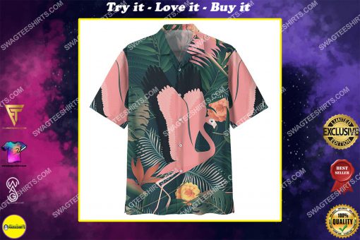 summer tropical floral flamingo all over print hawaiian shirt