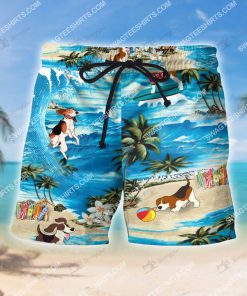 surfing beagle dog lover all over print shorts 1