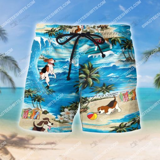 surfing beagle dog lover all over print shorts 1