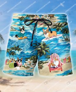 surfing corgi dog lover all over print shorts 1