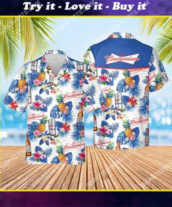 the budweiser beer summer vibes all over print hawaiian shirt