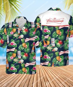 the budweiser beer tropical all over print hawaiian shirt 1