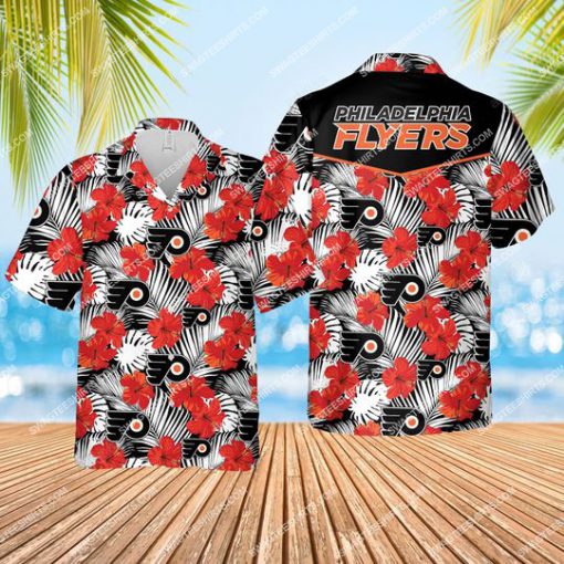 the philadelphia flyers hockey team all over print hawaiian shirt 1