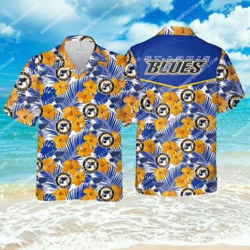 the st louis blues hockey team all over print hawaiian shirt 1