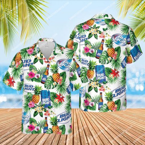 tropical bud light beer all over print hawaiian shirt 1