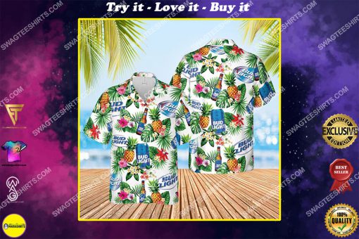 tropical bud light beer all over print hawaiian shirt