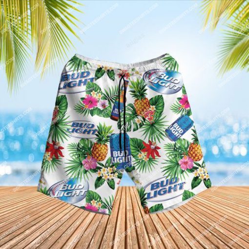 tropical bud light beer all over print hawaiian shorts 1