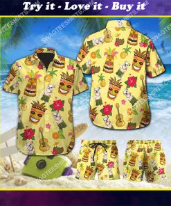 tropical bulldog dog lover all over print hawaiian shirt