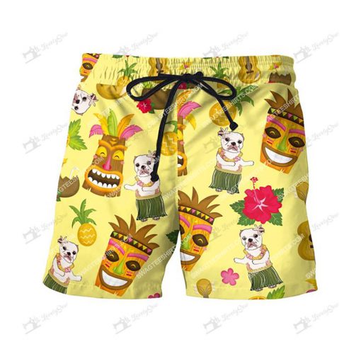 tropical bulldog dog lover all over print shorts 1