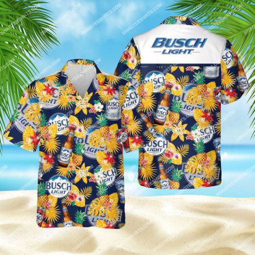 tropical busch light beer all over print hawaiian shirt 1
