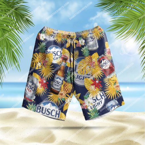 tropical busch light beer all over print hawaiian shorts 1
